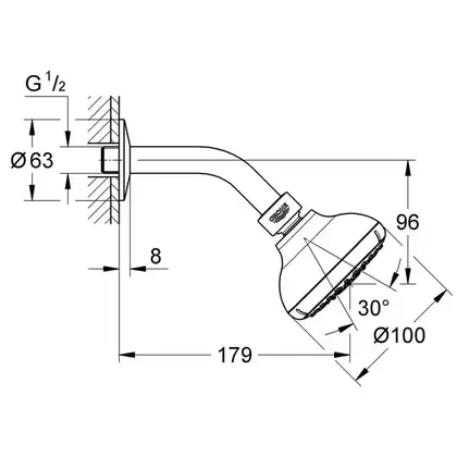 GROHE Набір верхнього душу, 4 режими струменю New Tempesta 100  (27870001) фото 2 Aquada.com.ua