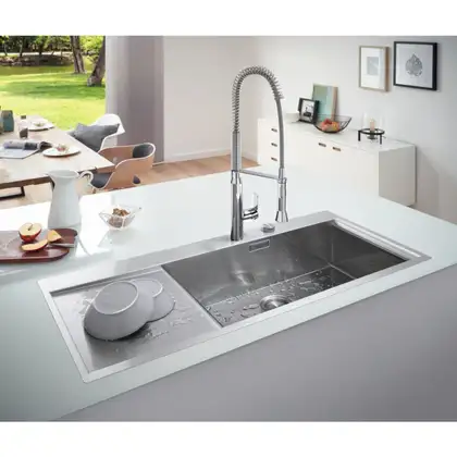 GROHE Мийка для кухні 1160 x 520 мм, 1 чаша, матова, в рівень зі стільницею (31582SD0) (31582SD0) фото 4 Aquada.com.ua