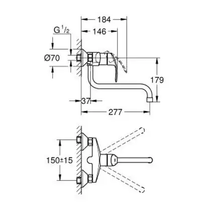 GROHE Одноважільний змішувач для мийки Eurosmart  (32224002) фото 2 Aquada.com.ua