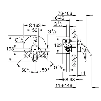 Смеситель для ванны Grohe Eurostyle (цвет - хром) (33637003) фото 2 Aquada.com.ua Смеситель для ванны Grohe Eurostyle (цвет - хром) (33637003) фото 2 Aquada.com.ua