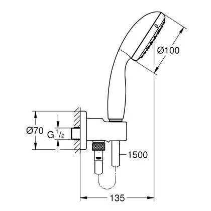 GROHE  Душевой набор New Tempesta 100, 2 режима струи (26406001) фото 2 Aquada.com.ua