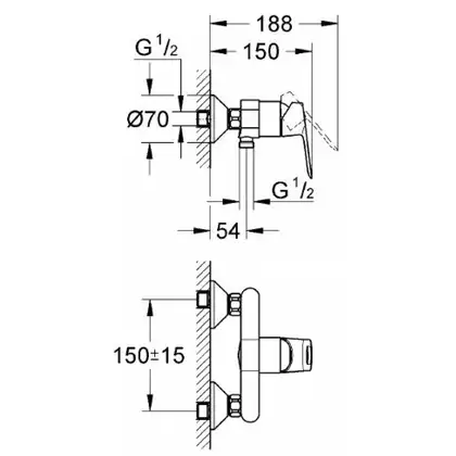 Смеситель для душа Grohe BauLoop (цвет - хром) (32816000) фото 2 Aquada.com.ua