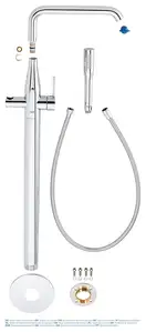 Смеситель для ванны напольного монтажа Grohe Essence (цвет - хром), с душевым гарнитуром (23491001) фото 5 Aquada.com.ua