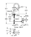 Смеситель для раковины Grohe Eurosmart (цвет - хром), с донным клапаном (23537002) фото 6 Aquada.com.ua