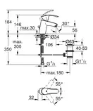 Смеситель однорычажный для раковины Grohe Eurosmart DN 15 S-Size (цвет - хром) с донным клапаном (33265002) фото 7 Aquada.com.ua