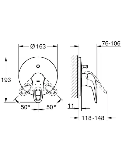 Смеситель однорычажный для ванны Grohe Eurostyle (цвет - хром/белый) (19506LS3) фото 5 Aquada.com.ua
