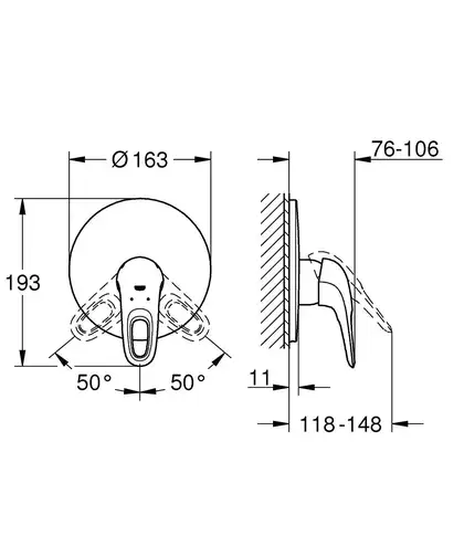 Смеситель однорычажный для ванны Grohe Eurostyle (цвет - хром/белый) (19507LS3) фото 4 Aquada.com.ua