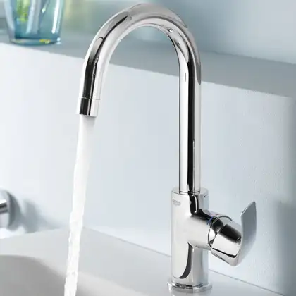 Смеситель для раковины Grohe Eurosmart (цвет - хром), с донным клапаном (23537002) фото 7 Aquada.com.ua