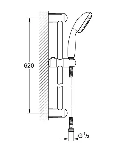GROHE Душовий гарнітур, 1 режим струменю New Tempesta 100  (27853001) фото 4 Aquada.com.ua