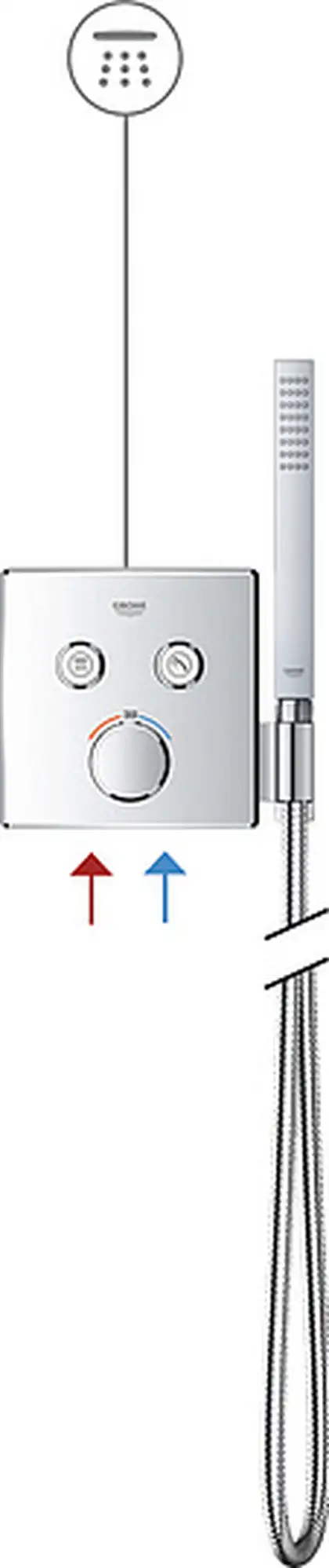 Термостат для ванны на 2 выхода Grohe Grohtherm SmartControl (цвет - хром), со встроенным держателем для ручного душа (29125000) фото 3 Aquada.com.ua Термостат для ванны на 2 выхода Grohe Grohtherm SmartControl (цвет - хром), со встроенным держателем для ручного душа (29125000) фото 3 Aquada.com.ua