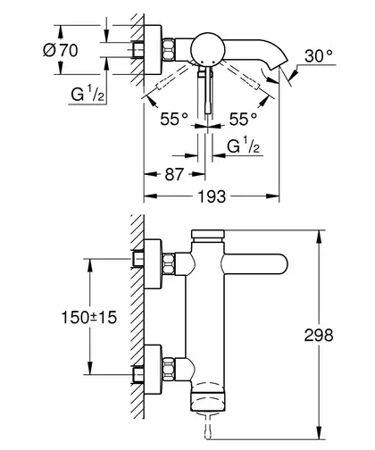 GROHE Смеситель для ванны Essence New (цвет - хром) (33624001) фото 4 Aquada.com.ua