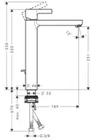 HANSGROHE Смеситель для раковины ,однорычажный Metris S Highriser (31022000) фото 2 Aquada.com.ua