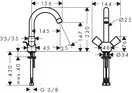 Смеситель для раковины, двухвентельный Hansgrohe Logis (цвет - хром), с донным клапаном (71222000) фото 2 Aquada.com.ua
