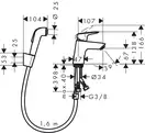 HANSGROHE Смеситель для раковины, однорычажный с гигиеническим душем Logis (71290000) фото 2 Aquada.com.ua
