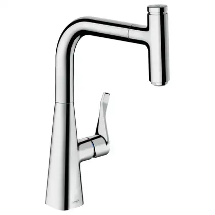 HANSGROHE Смеситель для кухни 240, однорычажный, с выдвижным изливом Metris Select (14857000) фото 1 Aquada.com.ua