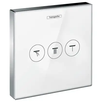 HANSGROHE Модуль с тремя запорными клапанами, стеклянный, белый/хром ShowerSelect (15736400) фото 1 Aquada.com.ua