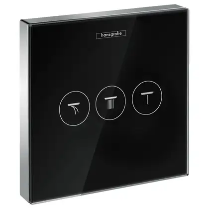 HANSGROHE ShowerSelect Модуль с тремя запорными клапанами, стеклянный, черный/хром (15736600) фото 1 Aquada.com.ua