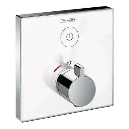 HANSGROHE Термостат для одного потребителя, стеклянный, СМ, белый/хром ShowerSelect (15737400) фото 1 Aquada.com.ua