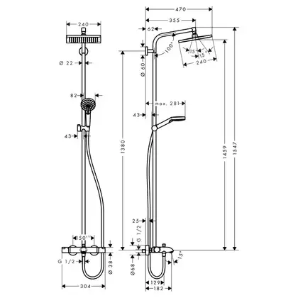 HANSGROHE Душевая система для ванны Crometta E 240 1jet Showerpipe (27298000) фото 2 Aquada.com.ua