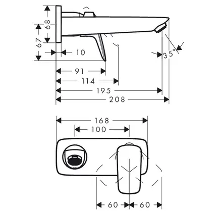HANSGROHE Смеситель для раковины, однорычажный, настенный, скрыт. монтаж, хром Logis (71220000) фото 2 Aquada.com.ua