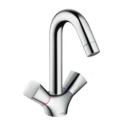 Смеситель для раковины, двухвентельный Hansgrohe Logis (цвет - хром), с донным клапаном (71222000) фото 1 Aquada.com.ua