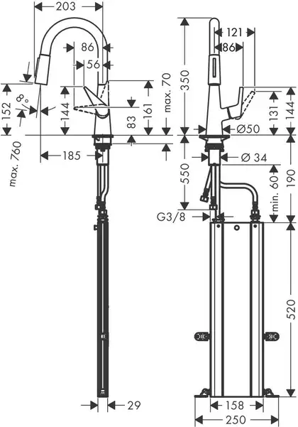 HANSGROHE  Смеситель для кухни, однорычажный, 160, с вытяжным душем TALIS M51 (73850000) фото 2 Aquada.com.ua