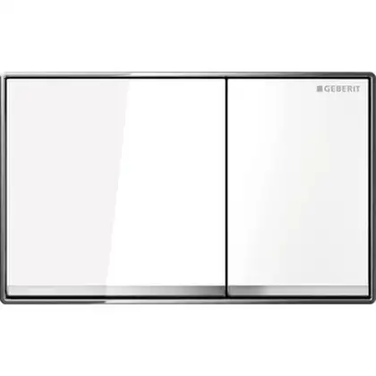 GEBERIT Omega60 Смывная клавиша, металл, белое стекло (115.081.SI.1) фото 1 Aquada.com.ua