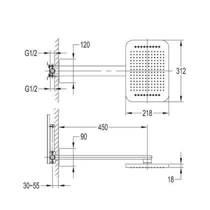 IMPRESE SMART CLICK набор (верхний душ 2 функции + держатель), хром (ZMK101901101(2 кор)) фото 2 Aquada.com.ua