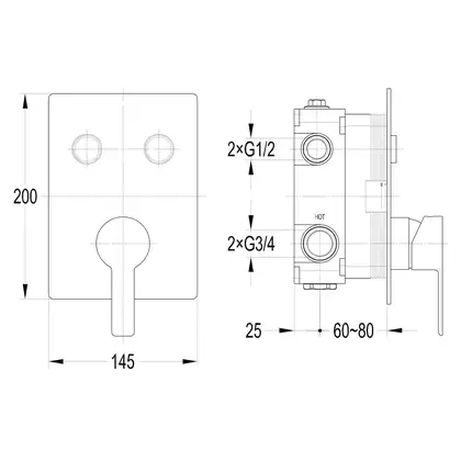 IMPRESE SMART CLICK смеситель для душа скрытый монтаж, 2 режима, хром (ZMK101901201) фото 2 Aquada.com.ua