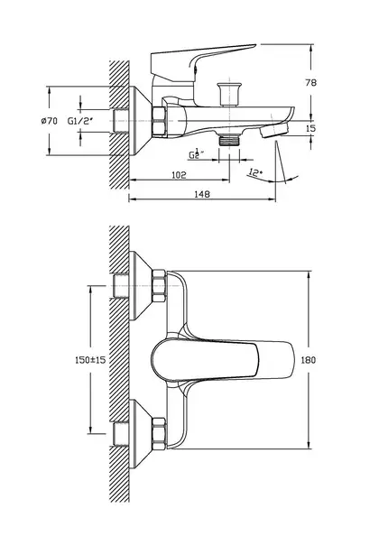 IMPRESE Набор смесителей для ванны (3 в 1) kit20080 фото 7 Aquada.com.ua