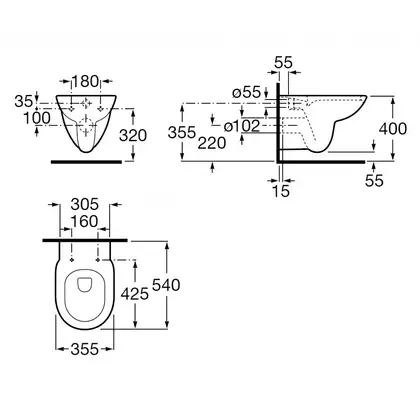 ROCA DEBBA Round Rimless чаша подвесного унитаза и крышка с сиденьем SUPRALIT, с анти-бактериальной структурой, с функцией медленного опускания (A34H996000) фото 2 Aquada.com.ua