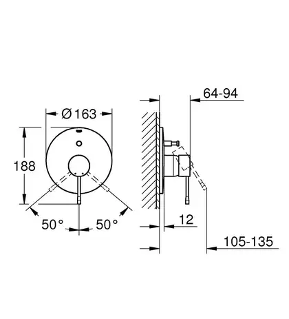 Смеситель для ванны Grohe Essence (цвет - тёмный графит, матовый) (19285AL1) фото 2 Aquada.com.ua