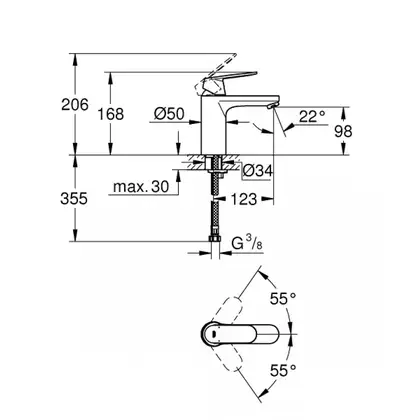 Grohe Eurosmart Cosmopolitan Смеситель однорычажный для раковины M-Size (23327KW0) (23327KW0) фото 2 Aquada.com.ua