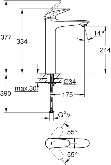 Grohe Eurostyle Смеситель однорычажный для раковины XL-Size (23719003) фото 2 Aquada.com.ua