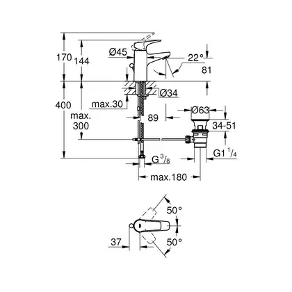 Grohe BauFlow Смеситель однорычажный для раковины S-Size (23751000) фото 2 Aquada.com.ua