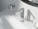 Смеситель для раковины высокий Grohe Plus L-Size с выдвижным изливом (цвет - хром), с донным клапаном (23844003) фото 3 Aquada.com.ua