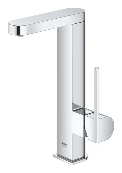 Смеситель для раковины высокий Grohe Plus L-Size с выдвижным изливом (цвет - хром), с донным клапаном (23844003) фото 1 Aquada.com.ua