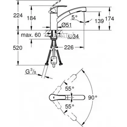 Смеситель для кухни Grohe Eurosmart (цвет - хром) (30305000) фото 11 Aquada.com.ua