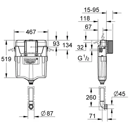 GROHE Змивний бачок GD 2 (38661000) фото 3 Aquada.com.ua