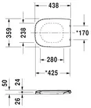 DURAVIT D-CODE сидение для унитаза, с автоматическим закрыванием, петли пластик (0067390099) фото 2 Aquada.com.ua