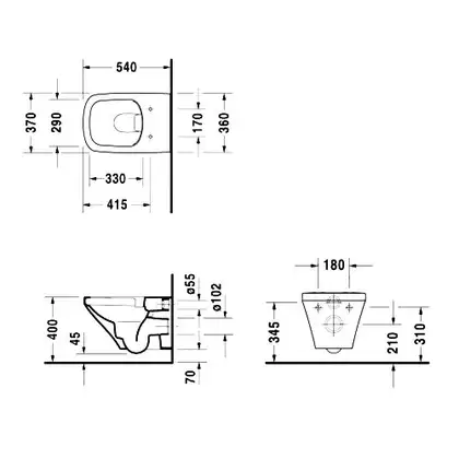 DURAVIT DURASTYLE унитаз подвесной 37*54см, без смывного края, вкл. крепление Durafix (2551090000) фото 2 Aquada.com.ua DURAVIT DURASTYLE унитаз подвесной 37*54см, без смывного края, вкл. крепление Durafix (2551090000) фото 2 Aquada.com.ua