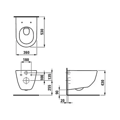 LAUFEN PRO Rimless унитаз подвесной, в комплекте с сиденьем стандарт, с системой плавного опускания (H8619570000001) фото 2 Aquada.com.ua