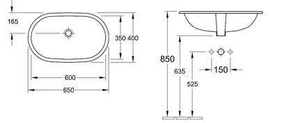 Раковина под столешницу Villeroy & Boch O.novo 60x35 см (41626001) фото 3 Aquada.com.ua