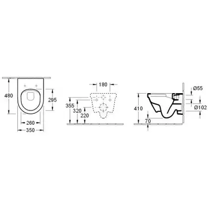 VILLEROY & BOCH ARCHITECTURA унитаз подвесной 35*48см, с вертикальным смывом DirectFlush, с сидением для унитаза, Quick Release, Soft Closing (4687HR01) фото 2 Aquada.com.ua