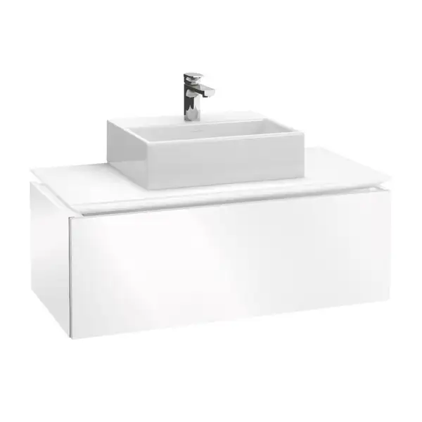 VILLEROY & BOCH LEGATO тумба 100*38*50см под раковину, подвесная, умывальник устанавливается в центре, цвет белый глянец (B10500DH) фото 1 Aquada.com.ua