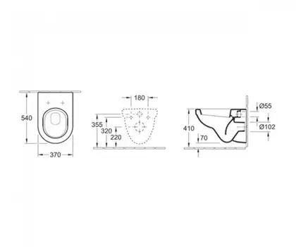 VILLEROY & BOCH VERITY DESIGN унитаз 37*54см подвесной, цвет белый альпин CeramicPlus (568010R1) фото 2 Aquada.com.ua