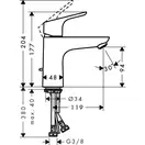 Hansgrohe Смеситель для раковины, однорычажный, хром Focus 100 (31607000) фото 4 Aquada.com.ua