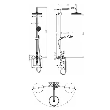 Душевая система с термостатом Axor Montreux Showerpipe (цвет - хром/белый) (16572000) фото 3 Aquada.com.ua