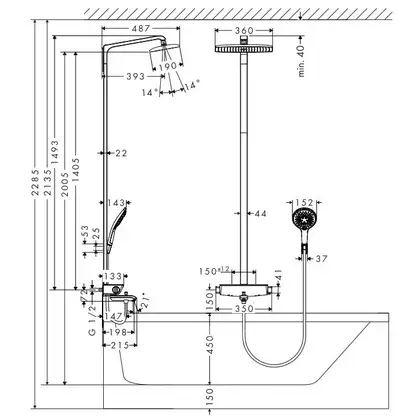 Душевая система с термостатом Hansgrohe Raindance E Showerpipe 360 1jet (цвет - хром) (27113000) фото 2 Aquada.com.ua