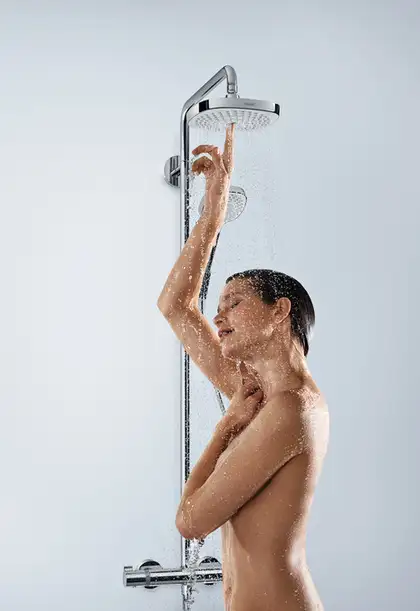 Душевая система с термостатом Hansgrohe Croma Select S Showerpipe 180 2jet (цвет - хром/белый) (27253400) фото 4 Aquada.com.ua